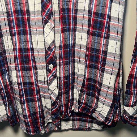 Rails Carmen Button Down Shirt Womens Medium White Navy Red Classic Plaid - Picture 7 of 12